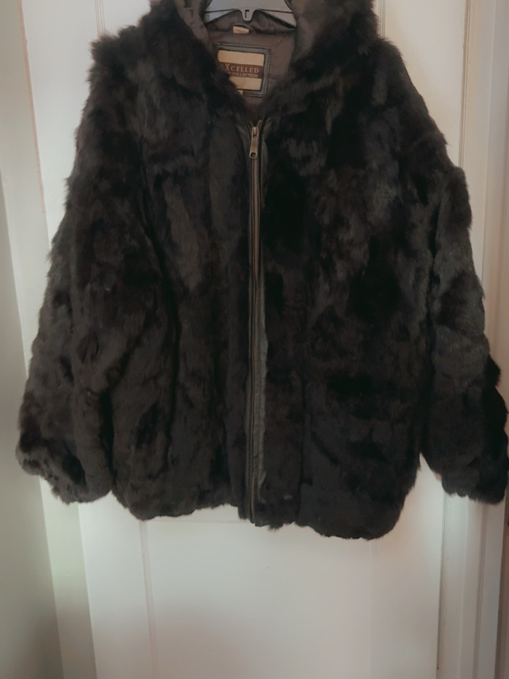 Men's Hooded Brown Rabbit Fur Puffer Jacket